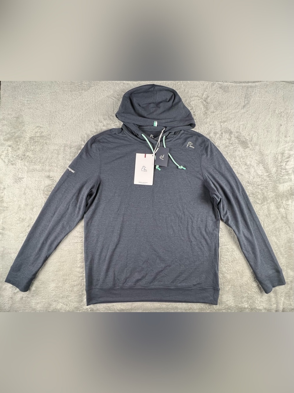 Rhoback Hesi Performance Hoodie Medium Heathered Grey Activewear Stretch Golf